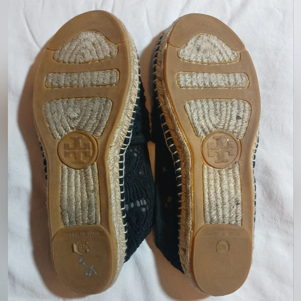 Tory Burch Jackie Womens Slip On Shoes Lace Floral Print Black Size 8.5